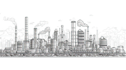A simple line drawing of an industrial city park