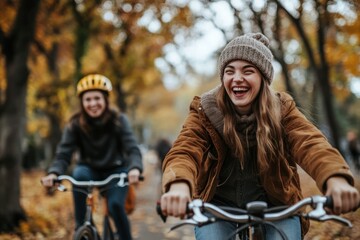 Joyful Bike Ride in Autumn Park