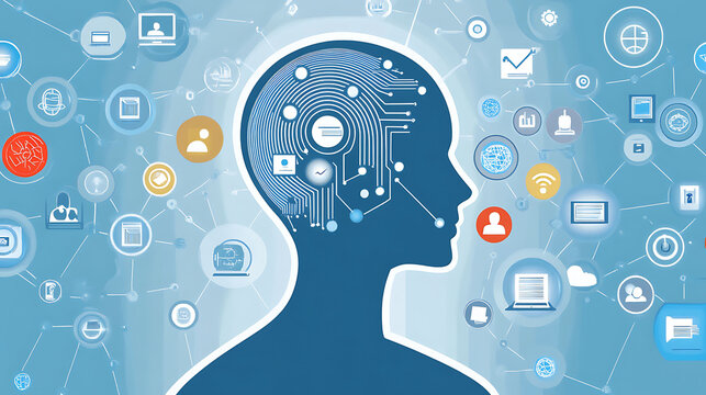 Curriculum development education technology enhanced by AI visualized in an abstract design where AI designs dynamic and relevant educational content