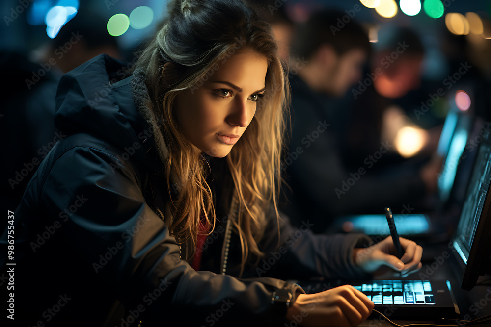 Poster cybersecurity enhanced ai in cyber forensics where artificial intelligence analyzes digital evidence