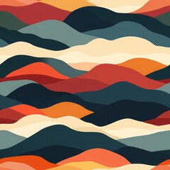 A vibrant abstract Seamless, pattern of colorful waves, blending warm and cool tones, perfect for backgrounds and artistic designs.