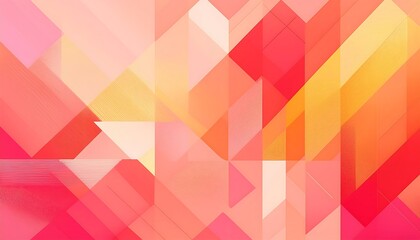 Obraz premium Abstract geometric pattern with pink, orange, and yellow shapes.
