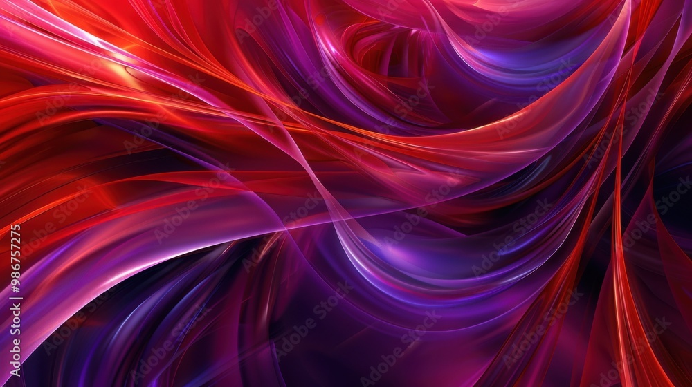 Poster red and purple curved lines background - stock photo a background of red and purple lines that flow 
