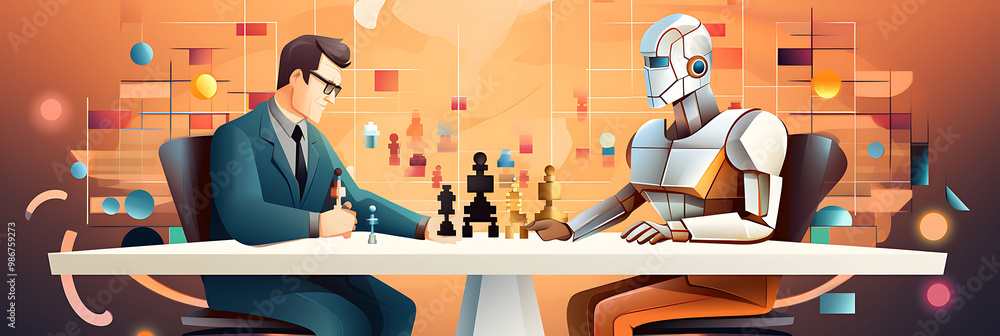 Poster estate planning financial planning and advisory driven by ai illustrated in an abstract composition 