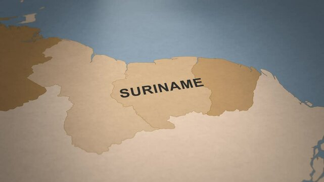 Old Paper Map of Suriname