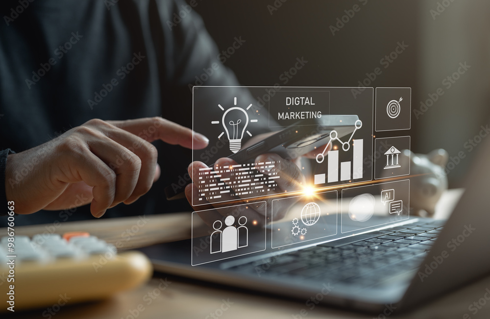 Leinwandbilder businessman using mobile smartphone and computer. business global internet connection application te