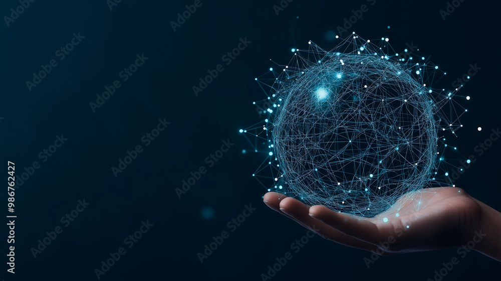 Poster digital technology security concept wireless connection of the global internet communication network