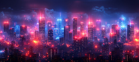 Obraz premium Future of connected cities driven AI where artificial intelligence integrates smart infrastructure public services and environmental monitoring to create cities that are responsive to citizens' needs