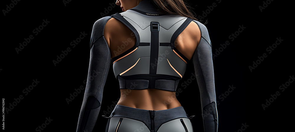 Poster future of smart apparel powered ai where artificial intelligence integrates wearable technology moni