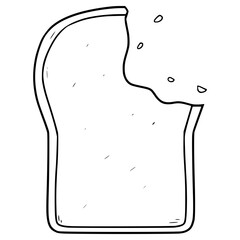Bitten slice of bread illustration hand drawn outline vector