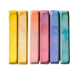 Pastel Chalks in Various Colors on White Background