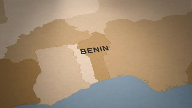 Old Paper Map of Benin