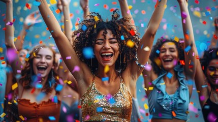 Elegant woman in a carnival mask and party hat, showcasing beauty, glamour, and mystery at a festive masquerade
