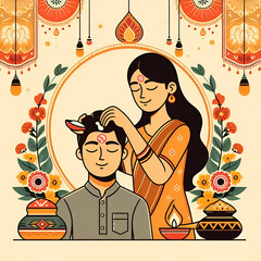 Happy Bhai Dooj Indian Festival of Brother Sister Bonding Ai Generative