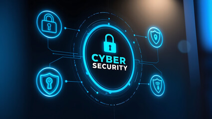 Obraz premium cyber security interface with holographic elements, Cyber threats, cyber attack alert, system security