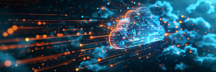 Infographic of Ai-powered   cloud security solutions cloud computing services highlighting how AI monitors environments and implements automated threat responses
