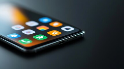Modern Smartphone with Colorful App Icons on Screen