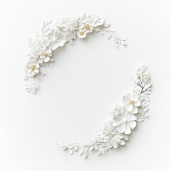 Elegant White Floral Frame on Soft Background