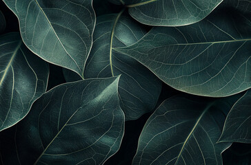 Obraz premium dark green leaves with distinct veins and subtle textures