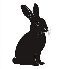 Silhouette vector illustration of a rabbit, on white background, 2d flat illustration, suitable for pet supplies, children's products, and Easter-themed designs. 