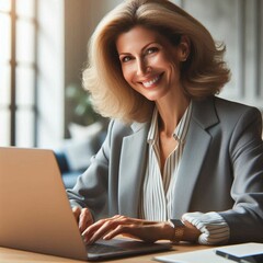 Businesswoman working on laptop