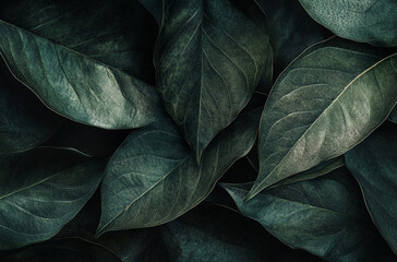 dark green leaves with distinct veins and subtle textures