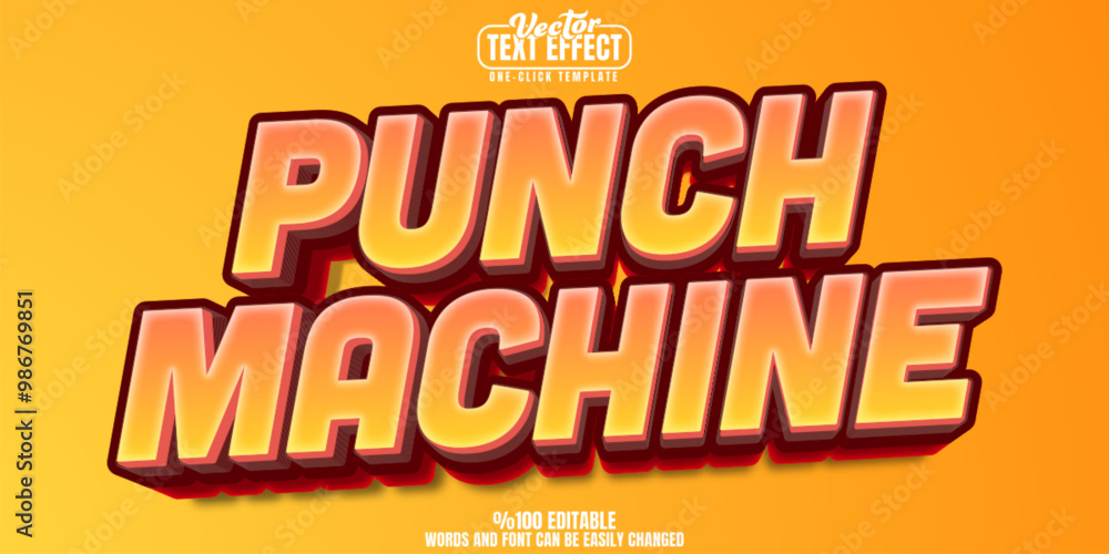 Poster punch editable text effect, customizable machine and power 3d font style
