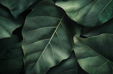 dark green leaves with distinct veins and subtle textures