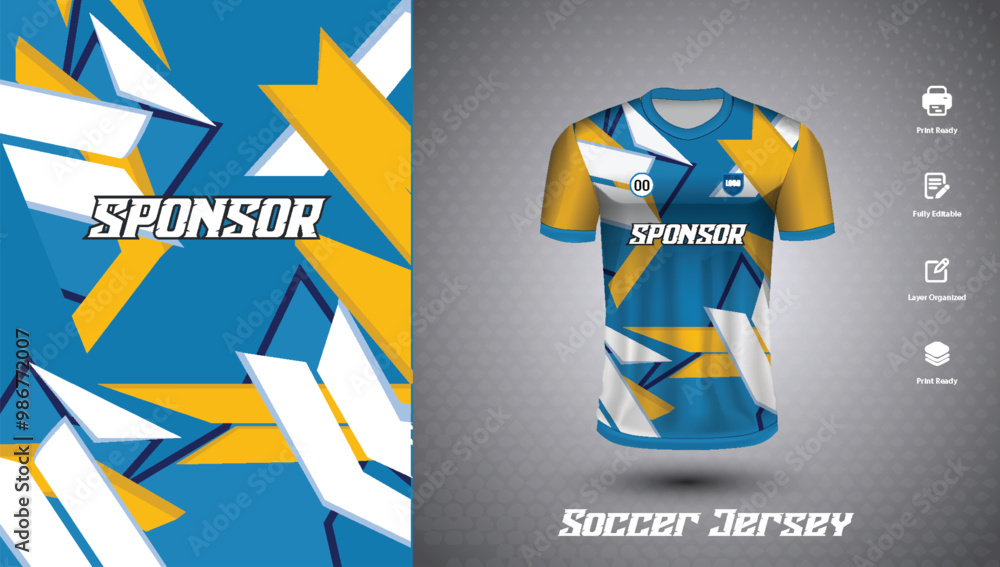 Wall mural Soccer jersey design for sublimation or sports t-shirt design for cricket
