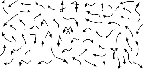 Hand drawn arrow icons vector editable doodle design elements. Handmade arrow sketch.