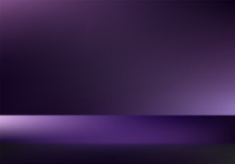 Empty dark purple studio room background. Gray background vector 3d with podium. Space for selling products on the website. Vector illustration.