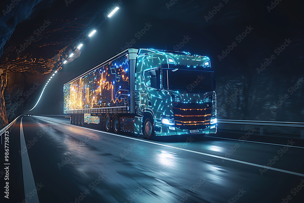 Poster intelligent fleet management ai in logistics automation where artificial intelligence monitors vehic
