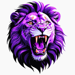 Artful lion, stylish and magical, fantasy wildlife art, PNG