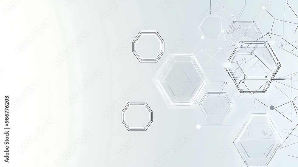 Poster Abstract background with hexagon shapes and lines connecting them.
