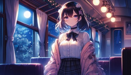 person in a club,  anime style