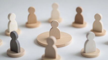 Obraz premium Diverse Wooden Figures Representing Team Dynamics