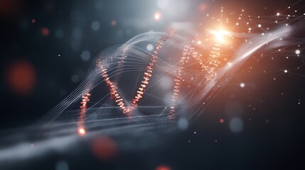 Fototapeta premium Abstract DNA Structure with Light Effects and Shimmering Lines