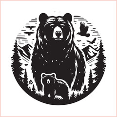 Bear silhouette  Vector bear illustration bundle 