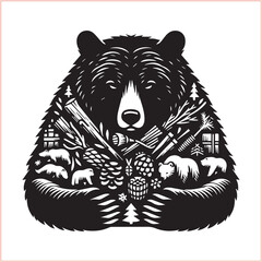 Bear silhouette  Vector bear illustration bundle 