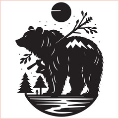 Bear silhouette  Vector bear illustration bundle 