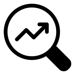 Magnifying glass with graph icon for tracking and analysis
