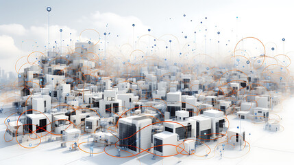 Obraz premium Intelligent zoning land use planning with AI in urban planning visualized in an abstract design where AI balances residential commercial and industrial needs