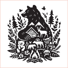 Bear silhouette  Vector bear illustration bundle 