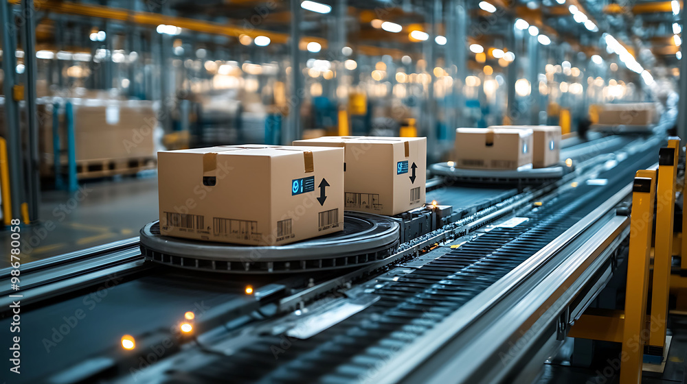Poster logistics automation enhanced ai-powered packaging solutions where artificial intelligence designs p