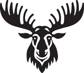 Moose head icon silhouette vector style 