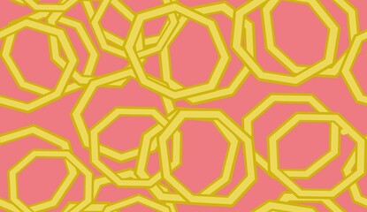 Illustration  abstract with geometric  goldand pink