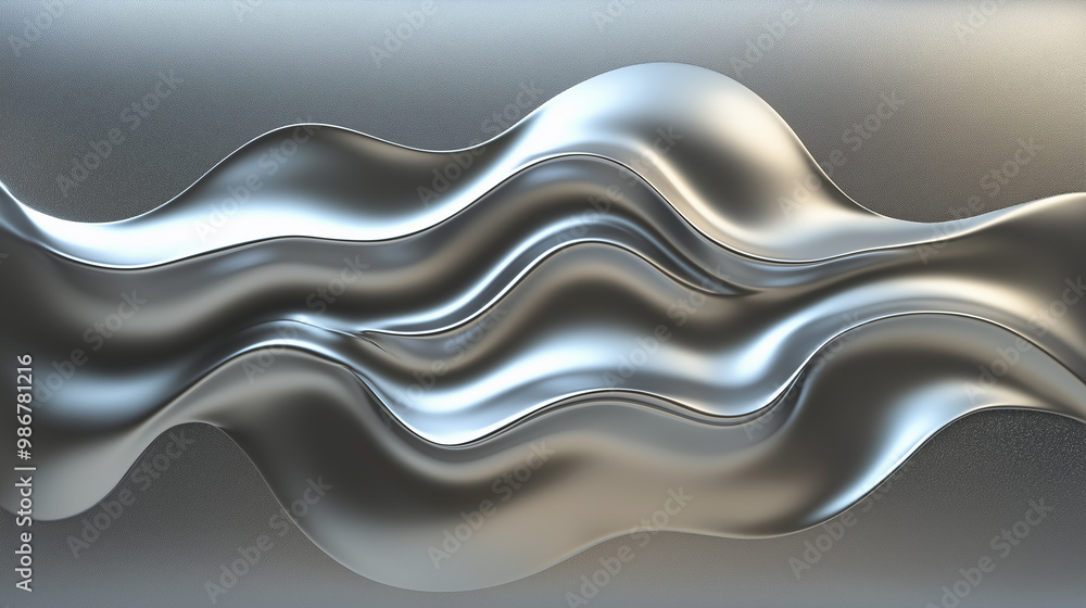 Poster Abstract metallic liquid form flowing and waving