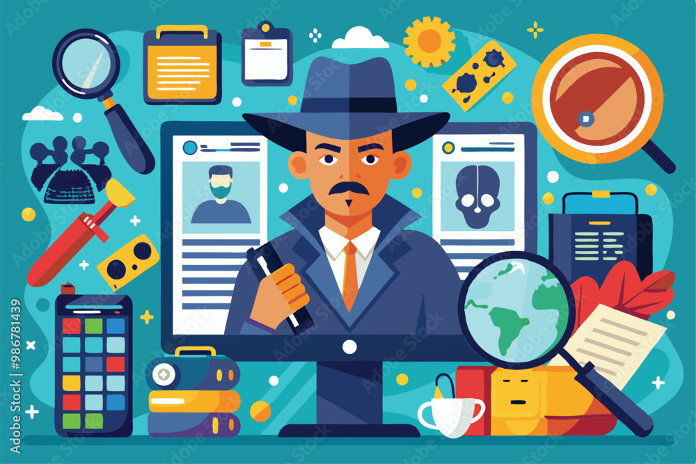 Poster a forensic professional conducts an analysis using technology and tools to gather evidence for a cas