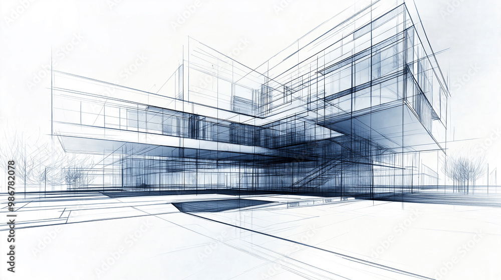 Poster Abstract architecture design representing modern building project