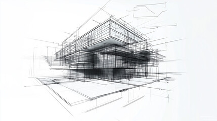Modern architecture building design being drawn by an architect